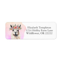 Boho Floral Llama Wildflowers Retouradres