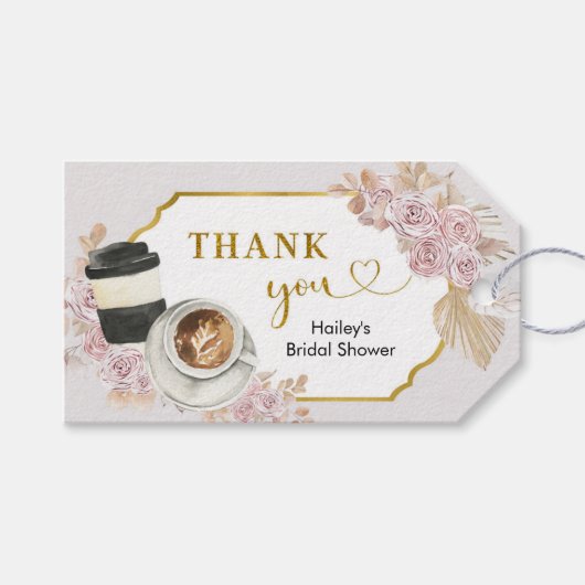 Boho Floral Love is Brouwerij Coffee Gift Labels Cadeaulabel (Voorkant (Horizontaal))