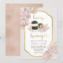 Boho Floral Love is Brouwerij Coffee Invitation Kaart