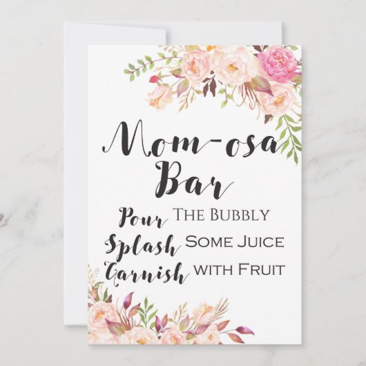 Boho floral Ma-osa bar baby shower Sign 5x7" Kaart (Voorkant)