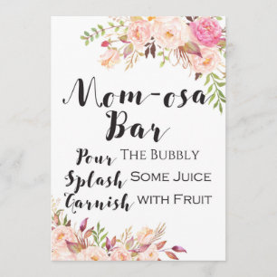 Boho floral Ma-osa bar baby shower Sign 5x7" Kaart