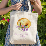 Boho floral maid van eer naam tote bag<br><div class="desc">Rustieke bohemian elegante kalligrafie script florale pet meid van eer of bruidsmeisje canvas tas cadeau. Eenvoudig te personaliseren met jouw tekst!</div>