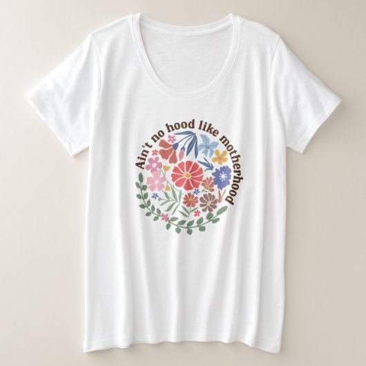 Boho Floral Mama Moederschap. Grote Maat T-shirt (Design voorkant)