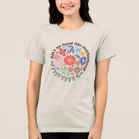 Boho Floral Mama Moederschap. Tri-Blend Shirt (Voorkant)