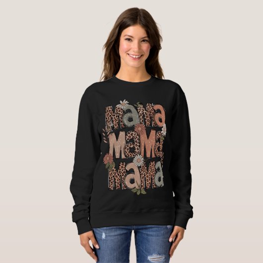 Boho Floral "Mama" Retro Sweatshirt (Voorkant volledig)