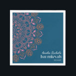 Boho Floral Mandala Blauwgroen Blue Bat Mitzvah Cu Servet<br><div class="desc">Boho Floral Mandala Blauwgroen Blue Bat Mitzvah Custom Napkins</div>