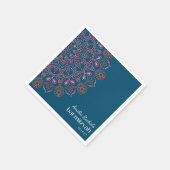 Boho Floral Mandala Blauwgroen Blue Bat Mitzvah Cu Servet (Hoek)