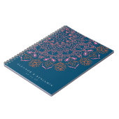 Boho Floral Mandala Blauwgroen Blue Elegant Weddin Notitieboek (Linkerzijde)
