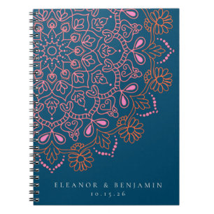 Boho Floral Mandala Blauwgroen Blue Elegant Weddin Notitieboek