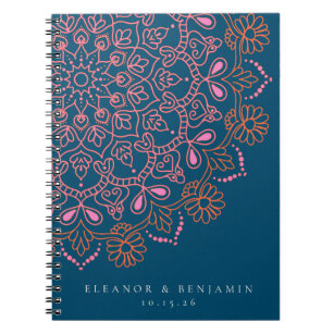 Boho Floral Mandala Blauwgroen Blue Elegant Weddin Notitieboek