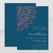 Boho Floral Mandala Blauwgroen Blue Vrijgezellenfe Kaart (Voorkant / Achterkant)