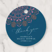 Boho Floral Mandala Blauwgroen Vrijgezellenfeest H Bedankjes Labels (Achterkant)