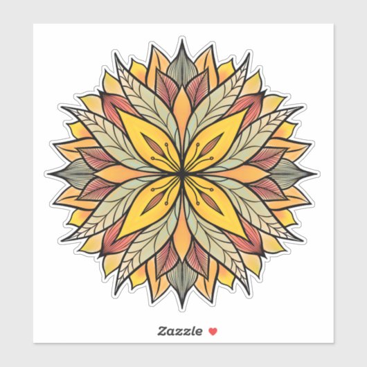 Boho Floral Mandala Colorful Sticker (Vel)