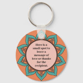 Boho Floral Mandala met Message Spot Sleutelhanger (Achterkant)