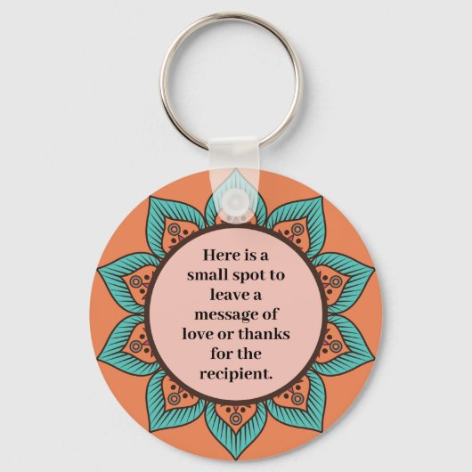  Boho Floral Mandala met Message Spot Sleutelhanger (Achterkant)