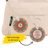 Boho Floral Mandala met Message Spot Sleutelhanger