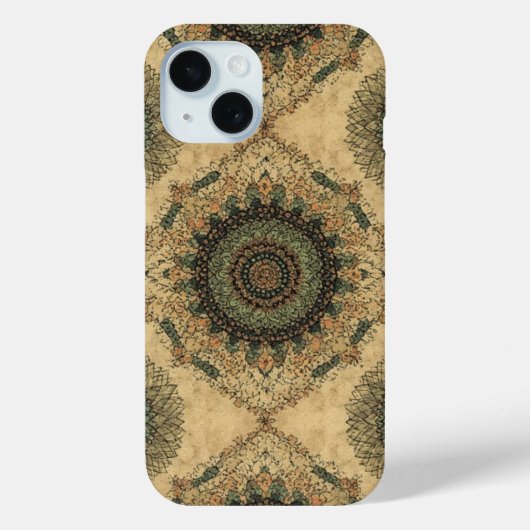 Boho Floral Mandala Waterverf iPhone Case (Achterkant)
