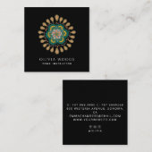 Boho Floral Mandala Yoga Instructor Vierkante Visitekaartje (Voorkant / Achterkant)