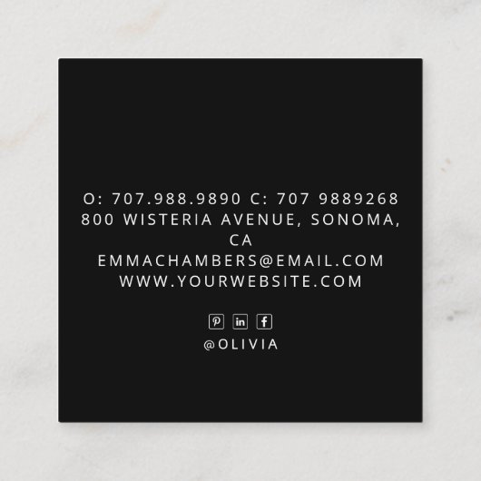 Boho Floral Mandala Yoga Instructor Vierkante Visitekaartje (Achterkant)