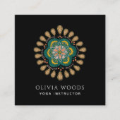 Boho Floral Mandala Yoga Instructor Vierkante Visitekaartje (Voorkant)