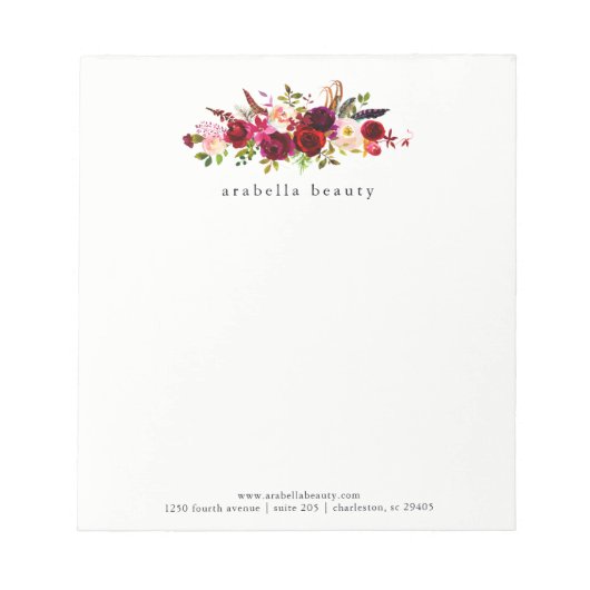 Boho Floral met bedrijfsnaam Notitieblok (Voorkant)