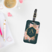 Boho Floral met Gold Lijst Monogram Bagagelabel