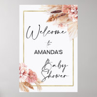 Boho Floral met Pampas Grass Welcome Baby shower