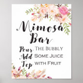 Boho floral mimosa bar Sign. Poster (Voorkant)