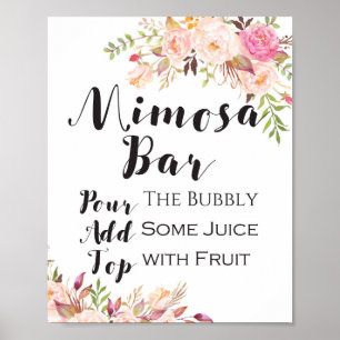 Boho floral mimosa bar Sign. Poster