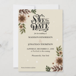 Boho Floral minimalistische bruiloft Bewaar de dat Kaart