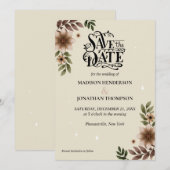 Boho Floral minimalistische bruiloft Bewaar de dat Kaart (Voorkant / Achterkant)