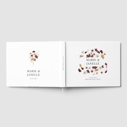 Boho Floral minimalistische bruiloft Gastenboek (Volledig)