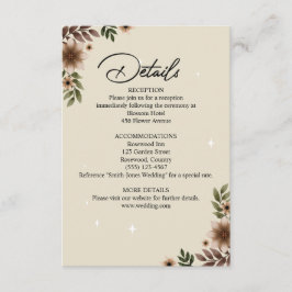 Boho Floral minimalistische bruiloft Informatiekaartje
