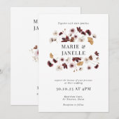 Boho Floral minimalistische bruiloft uitnodiging (Voorkant / Achterkant)