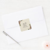 Boho Floral minimalistische bruiloft Vierkante Sticker (Envelop)