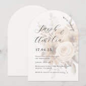 Boho Floral Modern Arch Engagement Party Kaart (Voorkant / Achterkant)