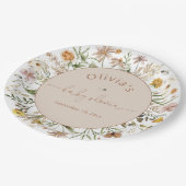 Boho Floral Modern Baby shower Papieren Bordje (Gekanteld)