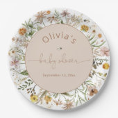 Boho Floral Modern Baby shower Papieren Bordje (Voorkant)