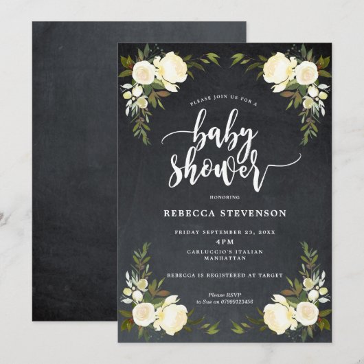 boho floral modern baby shower uitnodiging (Voorkant / Achterkant)