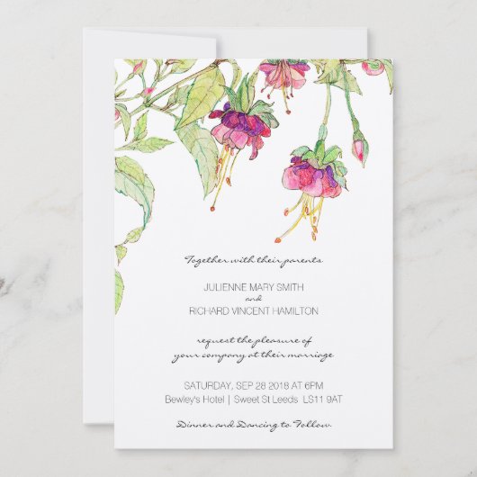 Boho Floral Modern Botanical Wedding Invitations Kaart (Voorkant)