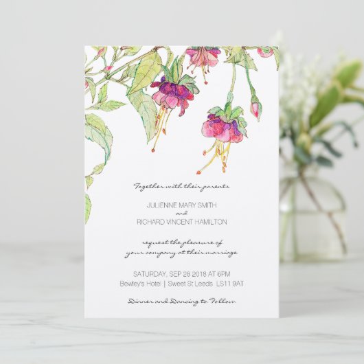 Boho Floral Modern Botanical Wedding Invitations Kaart (Staand voorkant)