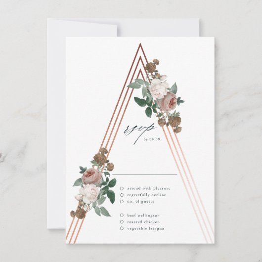 Boho Floral Modern Elegant Wedding RSVP Card Kaart (Voorkant)