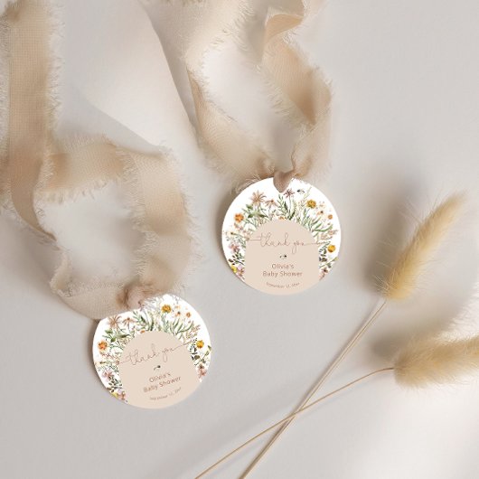 Boho Floral Modern Rustiek Baby shower Dank u Bedankjes Labels