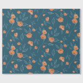 BOHO Floral Modern Waterverf Terracotta Blauwgroen Cadeaupapier (Vlak)