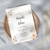 Boho Floral Modern Wedding Invitation Kaart
