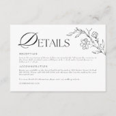 Boho Floral Moderne Minimalistische Bruiloft Detai Informatiekaartje (Voorkant)