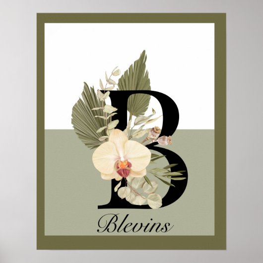 Boho Floral Monogram B Poster (Voorkant)