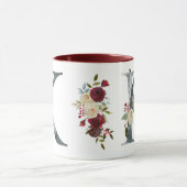 Boho Floral Monogram K Coffee Mok (Midden)