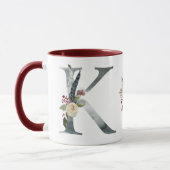 Boho Floral Monogram K Coffee Mok (Links)