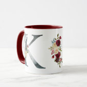 Boho Floral Monogram K Coffee Mok (Voorkant links)